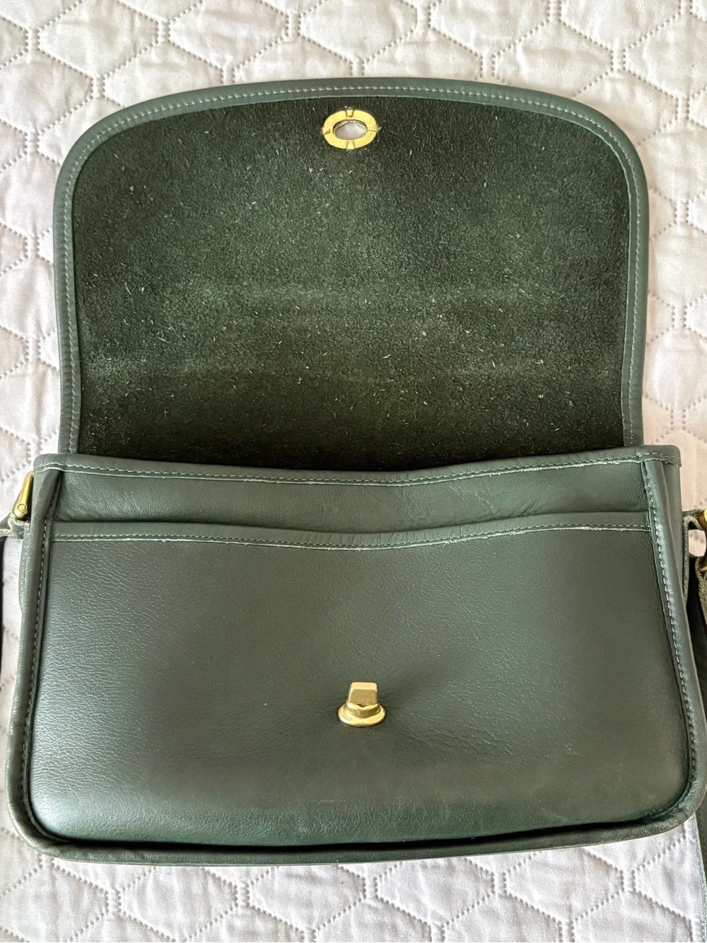 Vintage COACH green leather city shoulder bag crossbody - Picture 7 of 10
